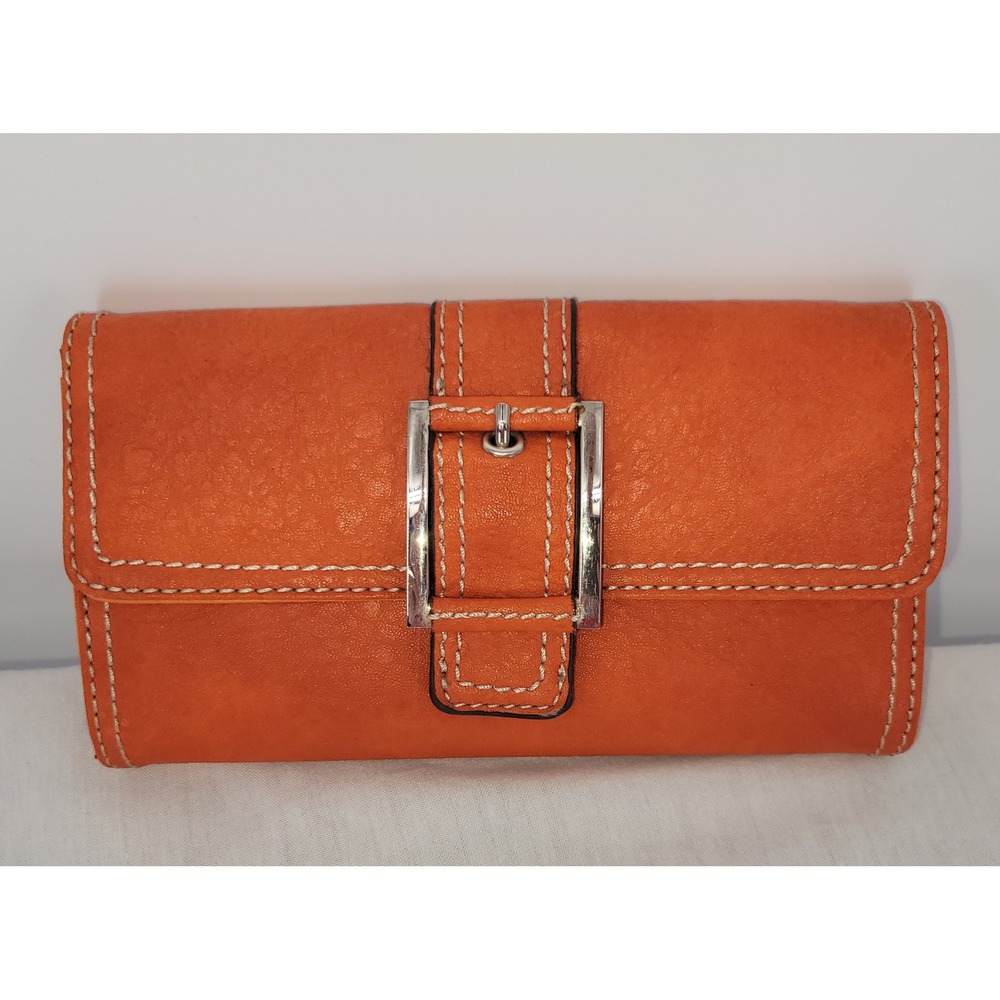Vintage Y2K Nine West Orange Faux Leather Trifold Wallet